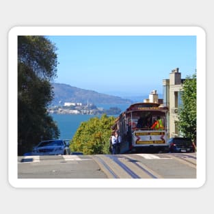 Trolley Descending into San Francisco Sticker